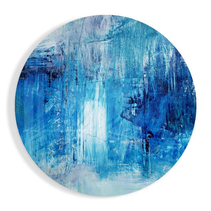 Deep Blue Textured Brushstroke Glass Wall Art