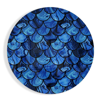 Blue Marble Mermaid Scales Glass Wall Art
