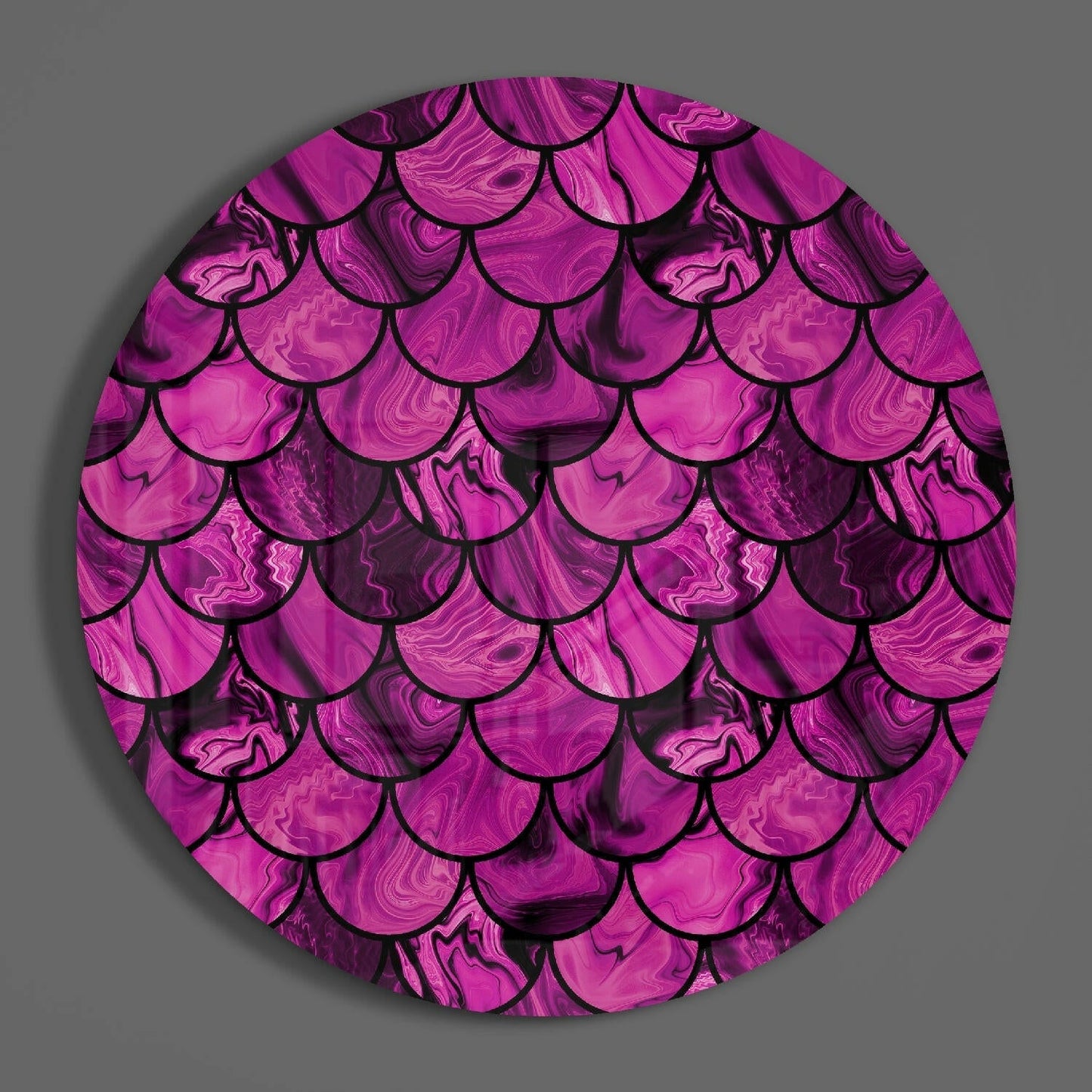 Magenta Marble Fish Scales Glass Wall Art