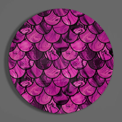 Magenta Marble Fish Scales Glass Wall Art