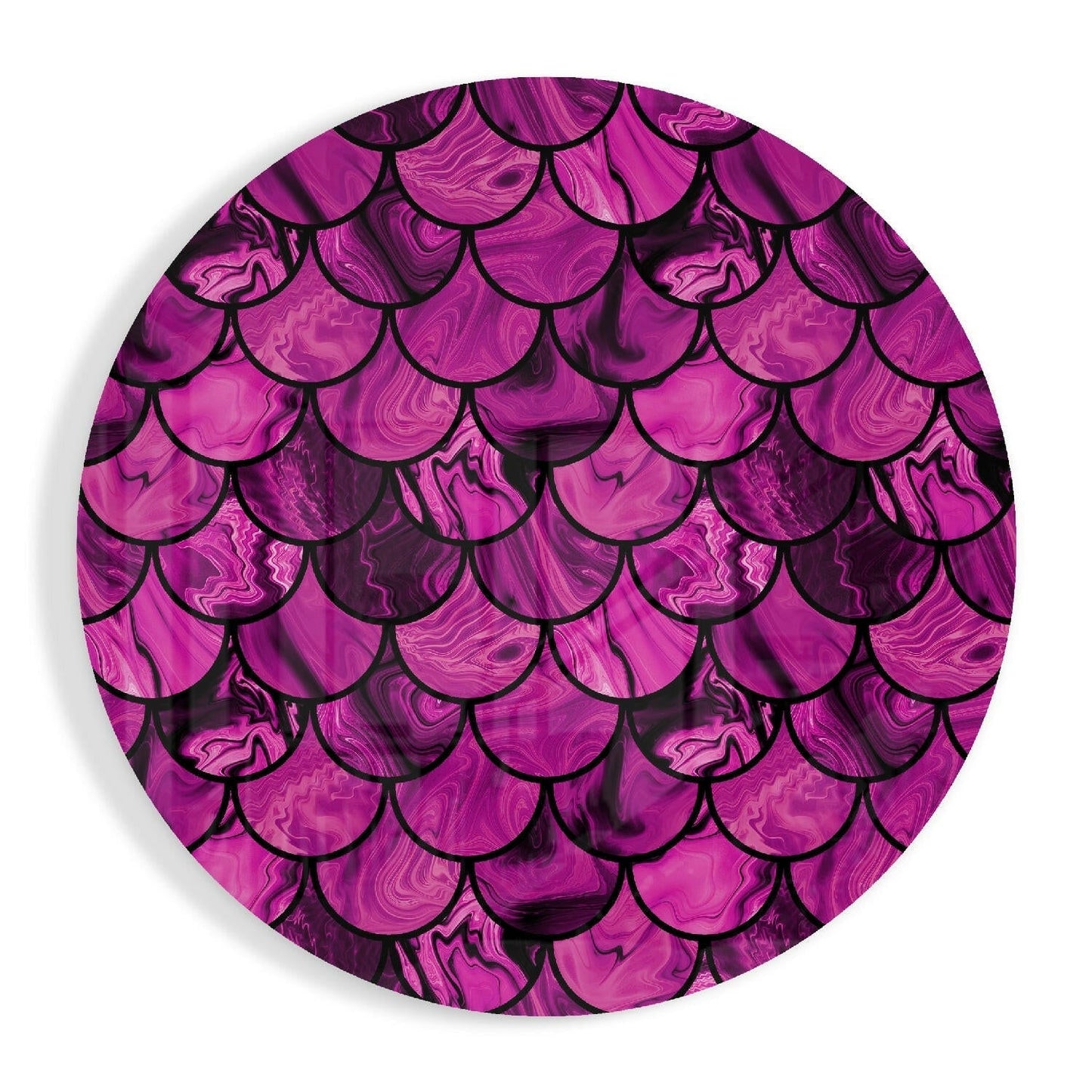 Magenta Marble Fish Scales Glass Wall Art