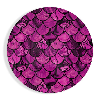 Magenta Marble Fish Scales Glass Wall Art