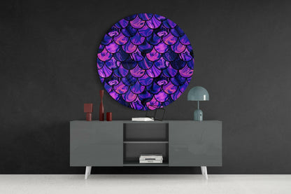 Purple Pink Mermaid Scales Glass Wall Art