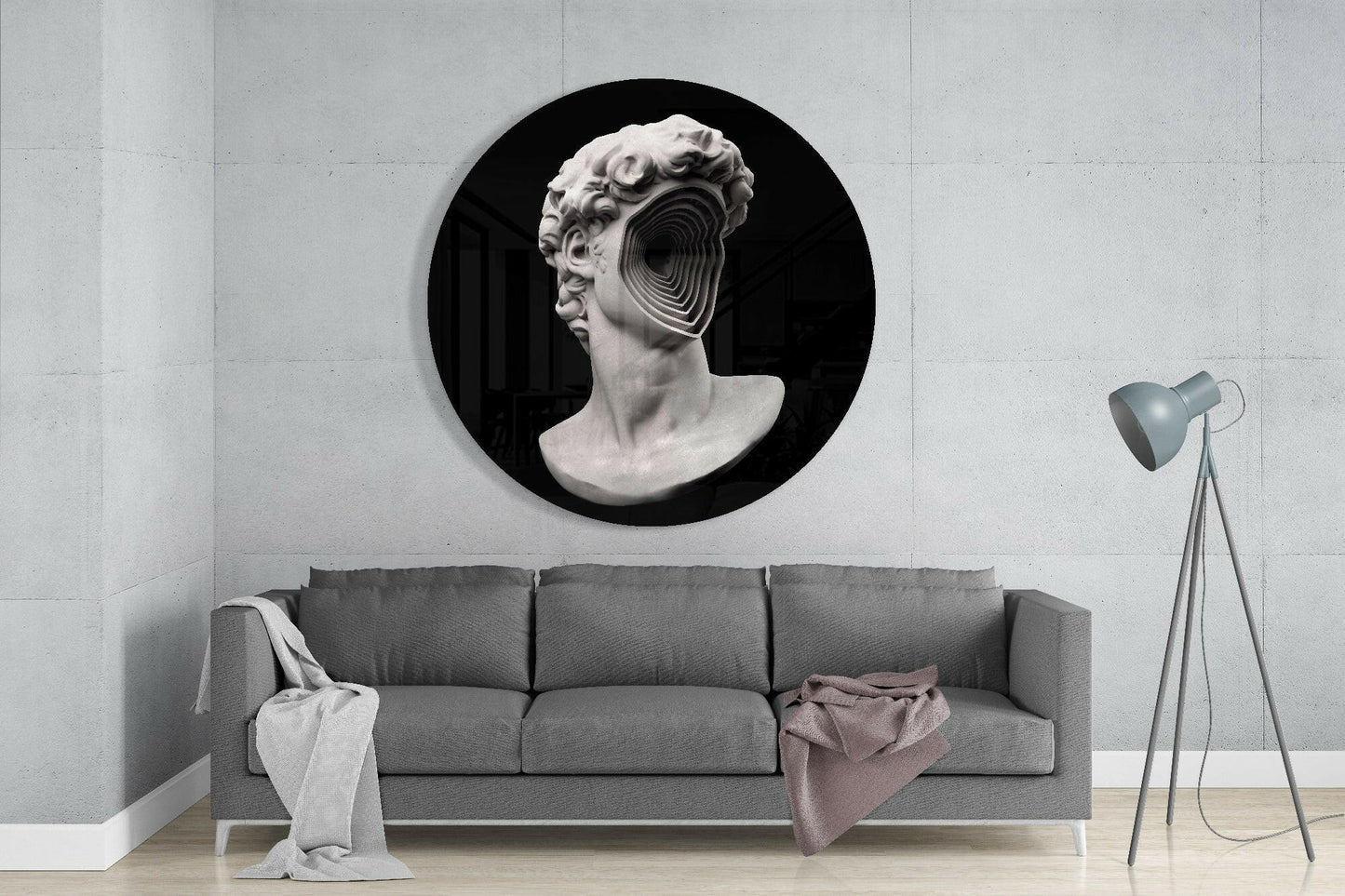 Spiral Face Statue Glass Wall Art