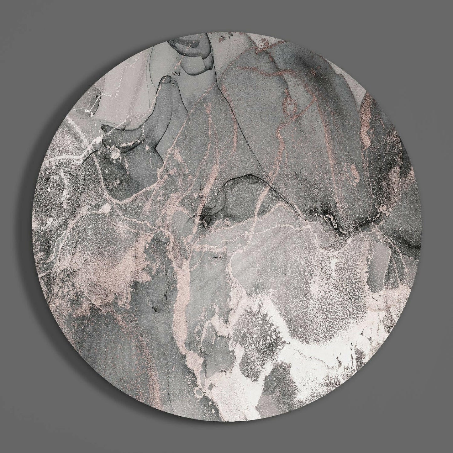 Gray Rose Gold Marble Glass Wall Art