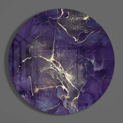 Purple Gold Vein Marble Glass Wall Art