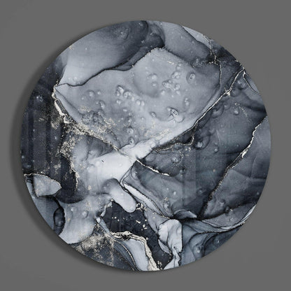 Charcoal Silver Ink Marble Glass Wall Art