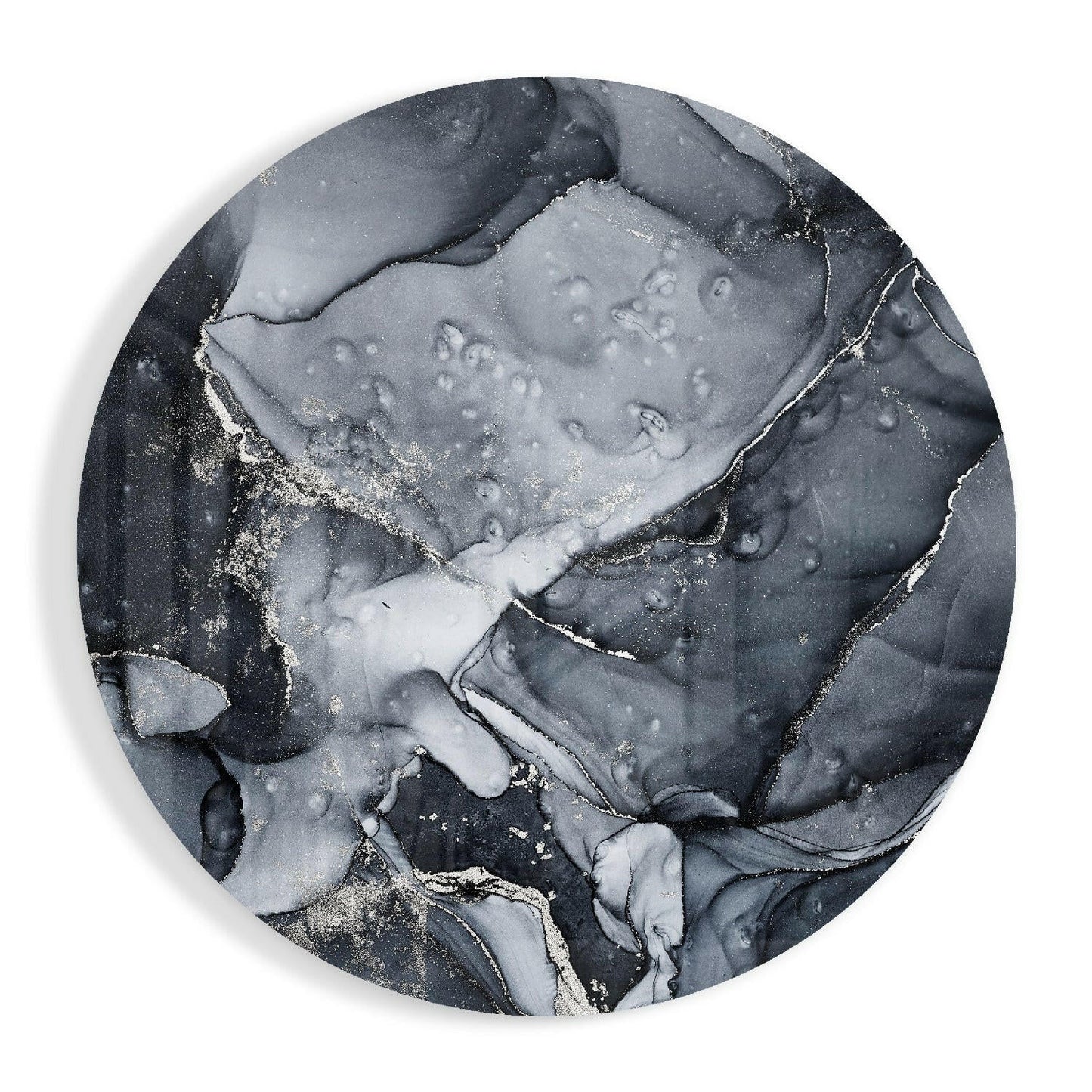 Charcoal Silver Ink Marble Glass Wall Art