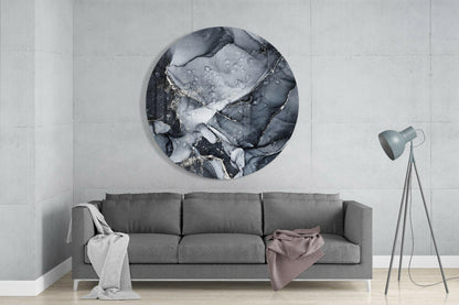 Charcoal Silver Ink Marble Glass Wall Art
