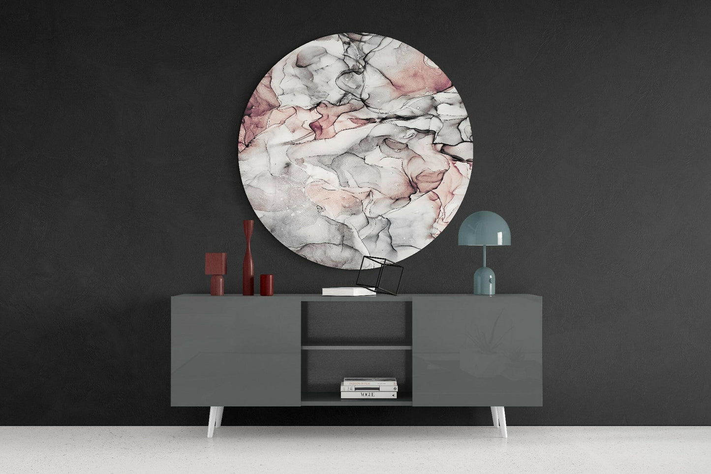 Soft Blush Gray Marble Glass Wall Art