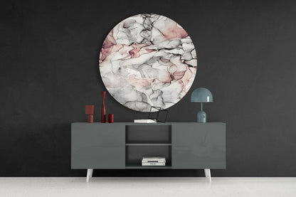 Soft Blush Gray Marble Glass Wall Art
