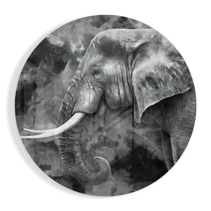 Monochrome Painted Elephant Profile Glass Wall Art