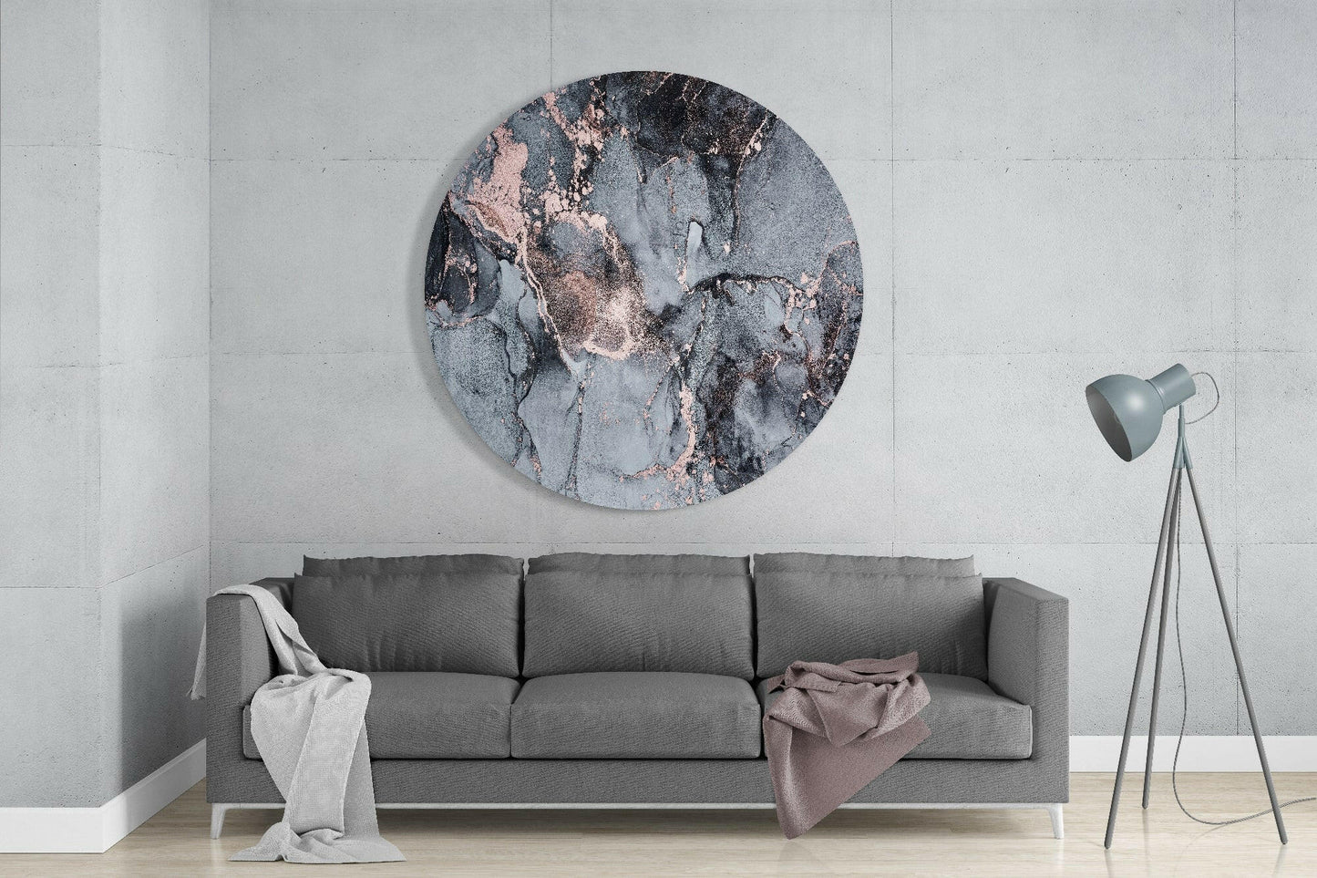 Slate Gray Copper Marble Glass Wall Art