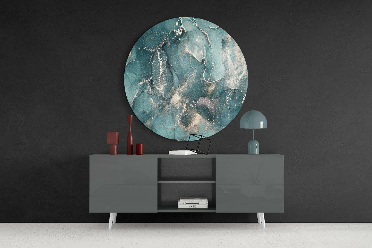 Teal Green Gold Marble Glass Wall Art