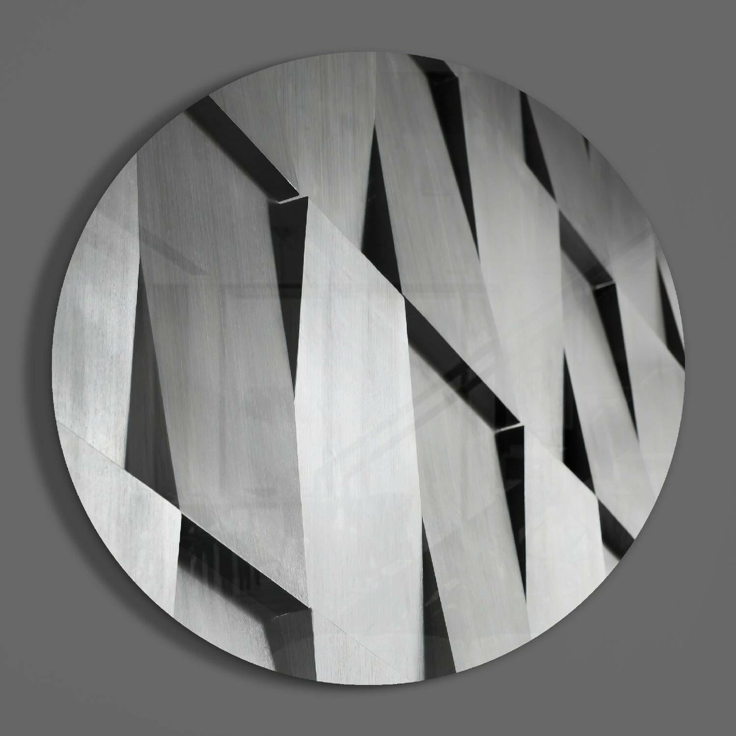 Silver Angular Geometric Slats Glass Wall Art