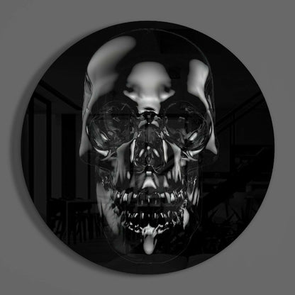 Black Obsidian Reflective Skull Glass Wall Art