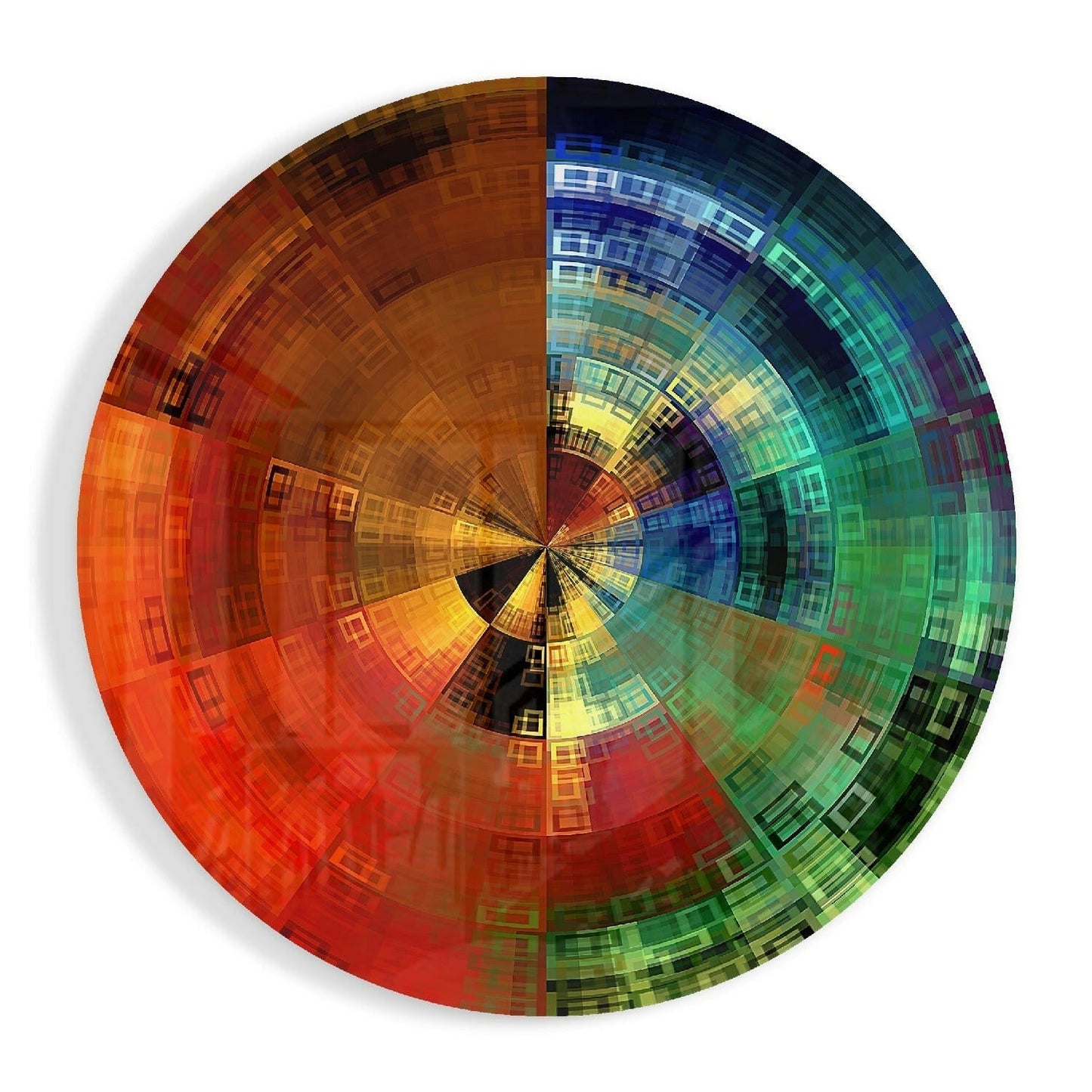 Round Spectrum Fan Pixel Wheel Glass Wall Art