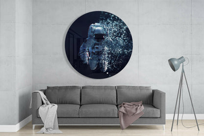 Glitch Pixel Astronaut Glass Wall Art