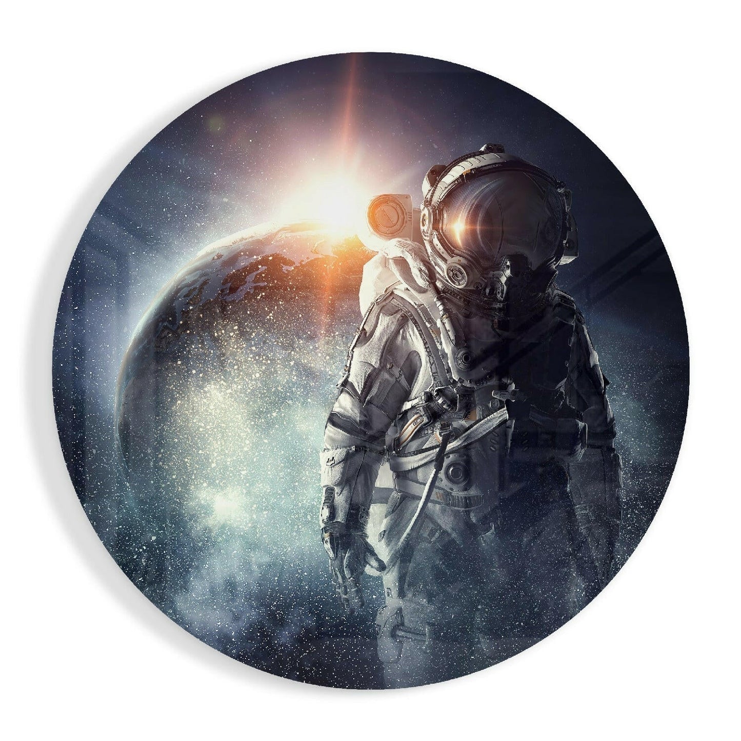 Planet Gazing Astronaut Glass Wall Art