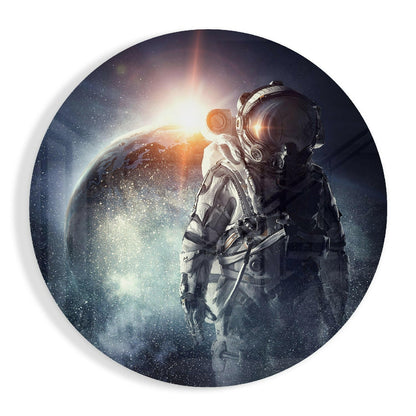 Planet Gazing Astronaut Glass Wall Art