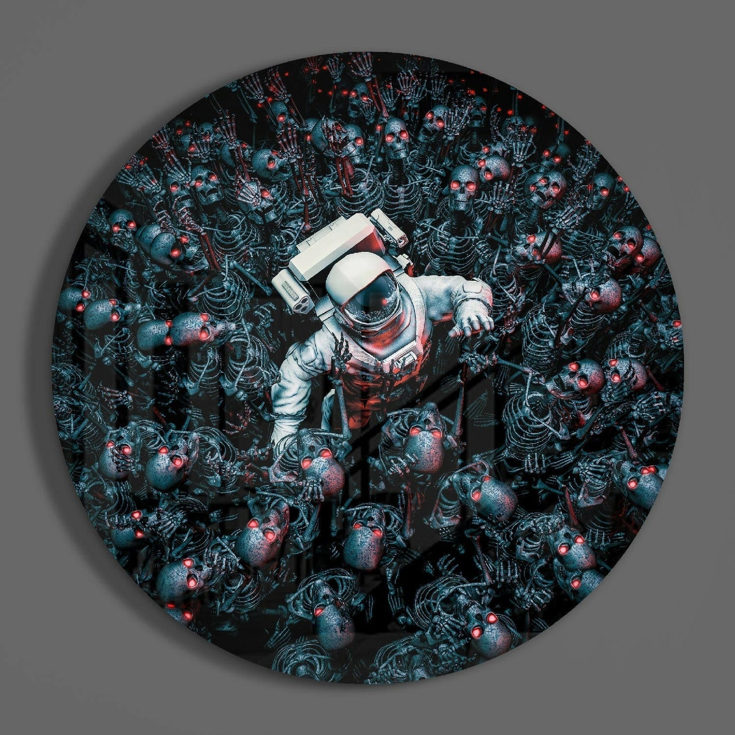 Skeleton Horde Spaceman Escape Glass Wall Art