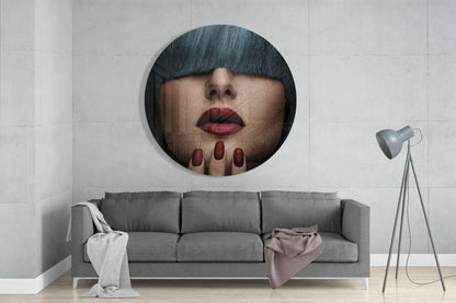 Dark Fringe Crimson Nails Portrait Glass Wall Art