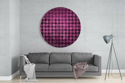 Pink Distressed Diamond Checker Glass Wall Art