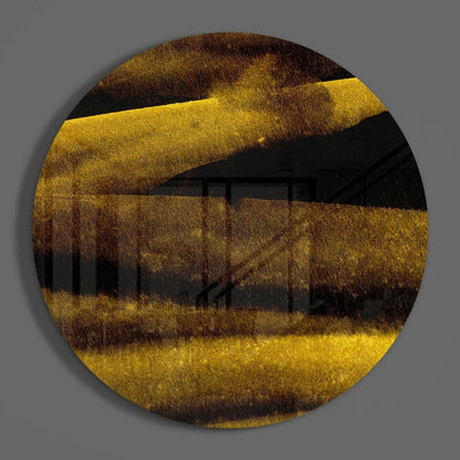 Gold Dusted Layered Ridges Glass Wall Art