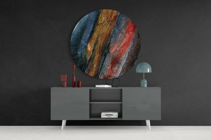 Golden Red Mineral Stone Glass Wall Art