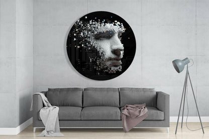 Voxel Cube Head Scattering Glass Wall Art