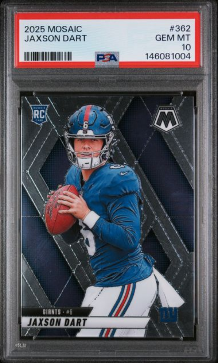 Graded 2025 Panini Mosaic Jaxson Dart #362 Rookie RC Football Card PSA 10 Gem Mint