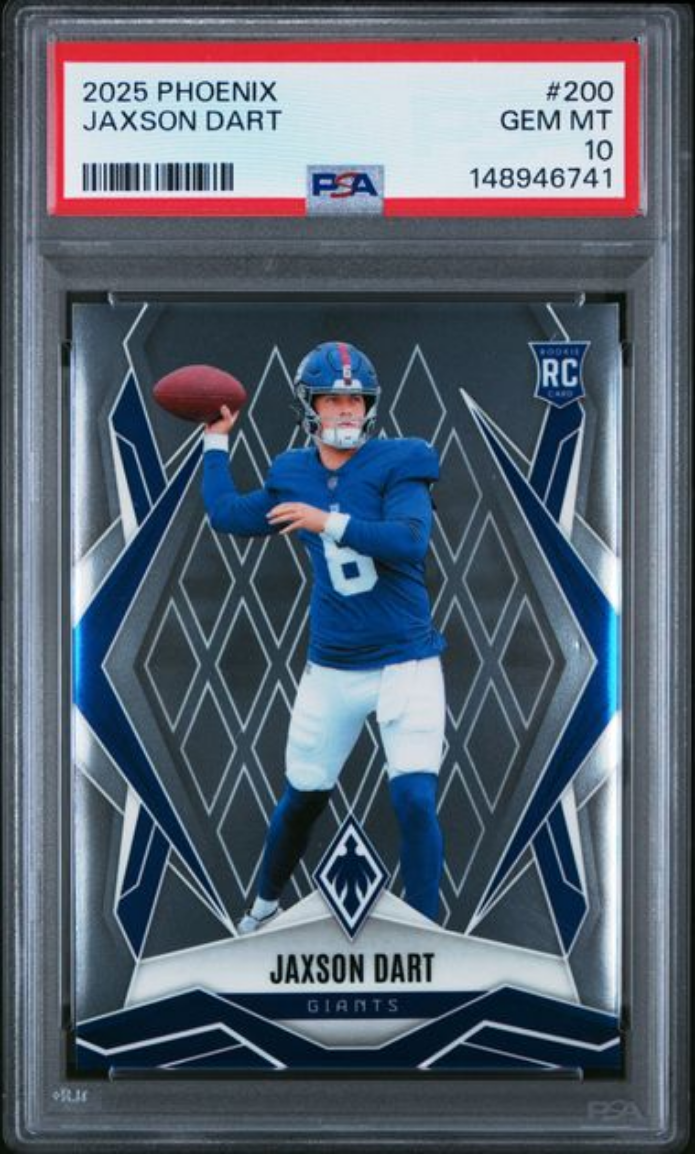 Graded 2025 Panini Phoenix Jaxson Dart #200 Rookie RC Football Card PSA 10 Gem Mint