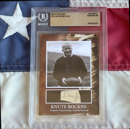 Knute Rockne Beckett Encapsulated Handwriting Removed from his Notre Dame Textbook Signed
