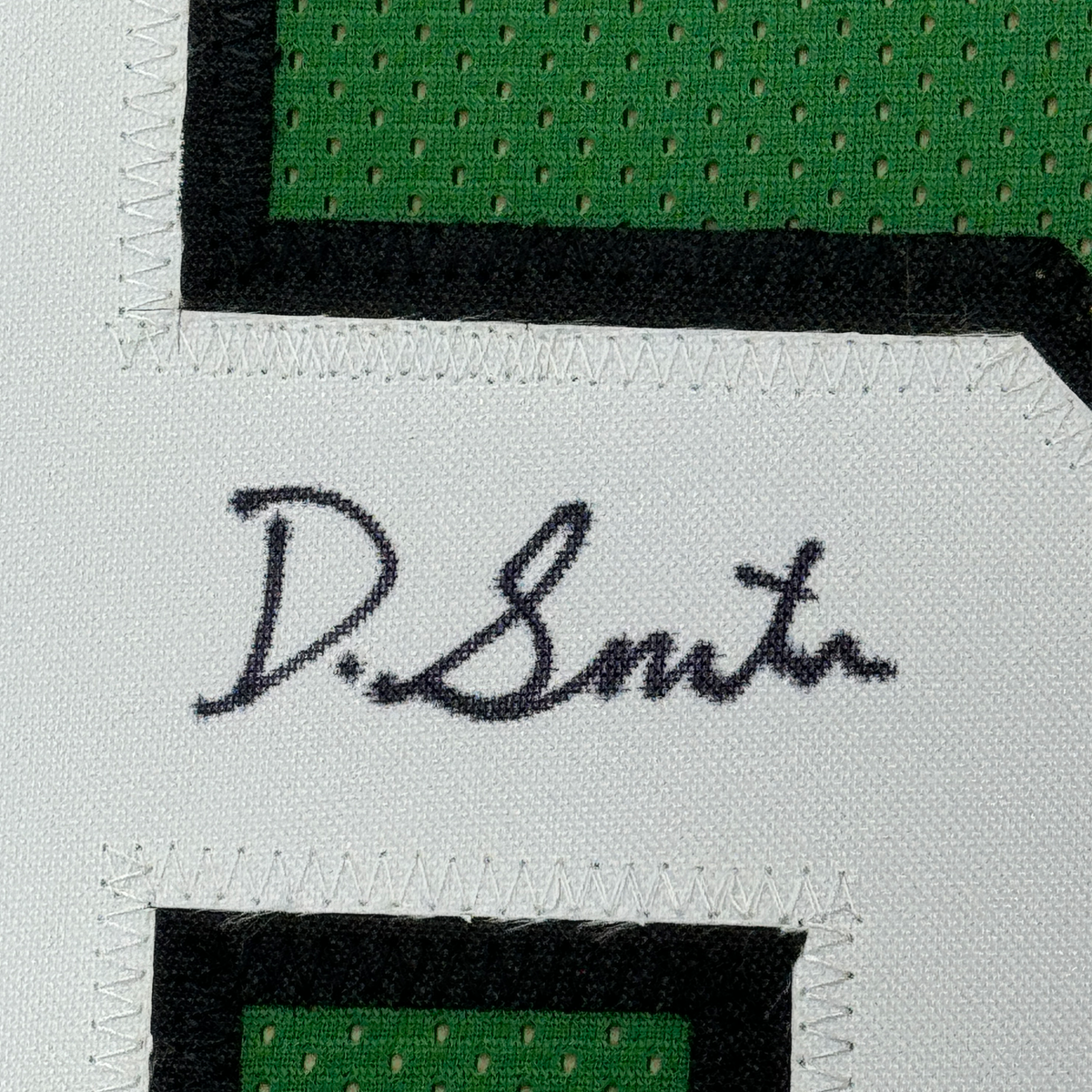 Framed Autographed/Signed Devonta Smith Philadelphia Kelly Green Football Jersey JSA COA