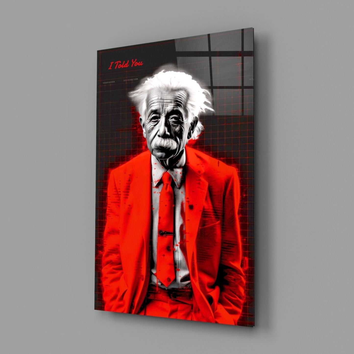 Red Suit I Told You Professor Glass Wall Art