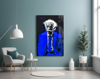 Electric Blue Suit Physicist Glass Wall Art