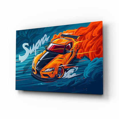 Turbo Coupe Blazing Speed Glass Wall Art || Designer Collection