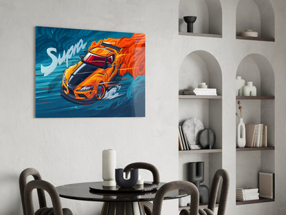 Turbo Coupe Blazing Speed Glass Wall Art || Designer Collection