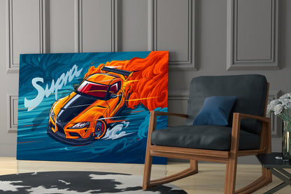 Turbo Coupe Blazing Speed Glass Wall Art || Designer Collection