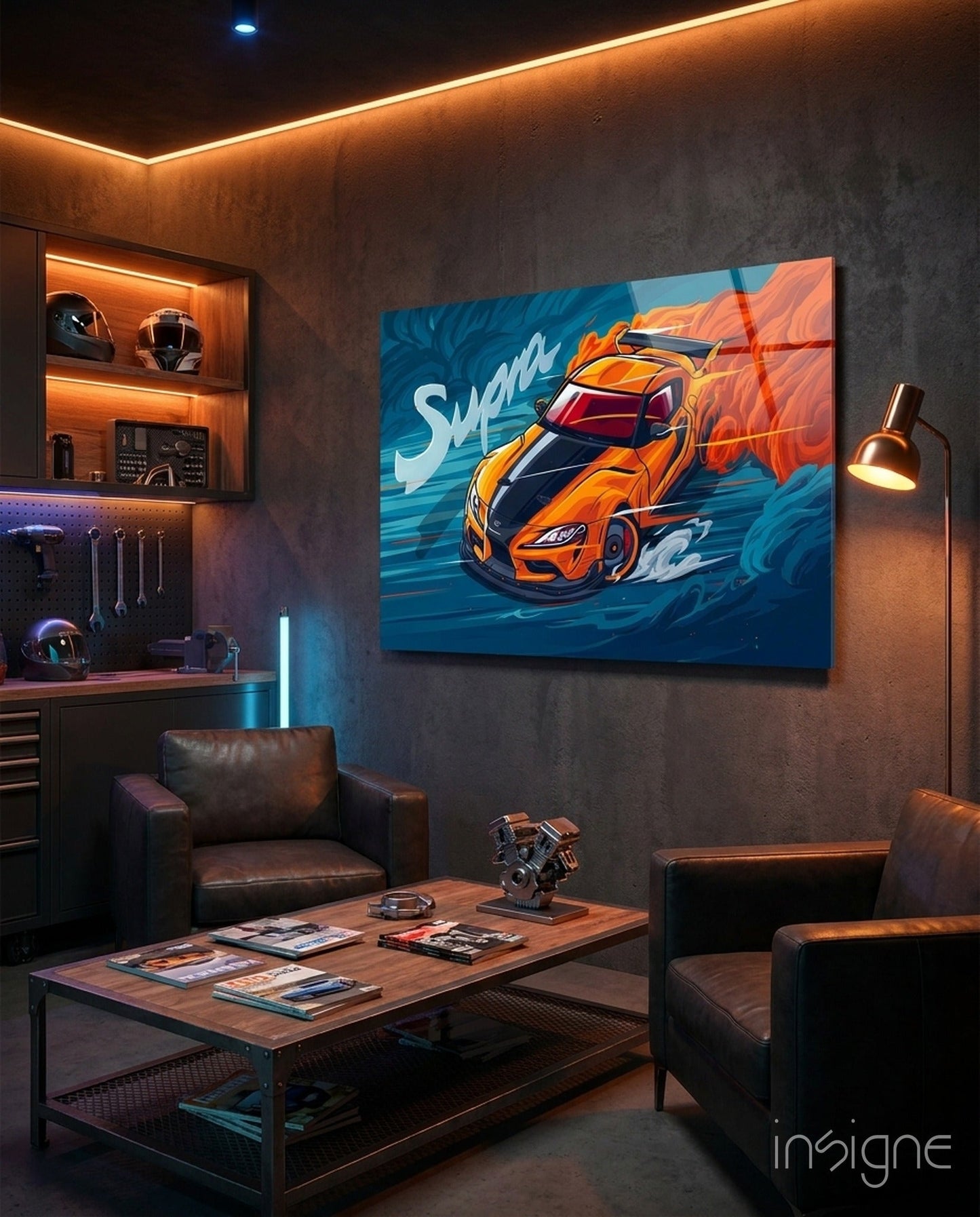 Turbo Coupe Blazing Speed Glass Wall Art || Designer Collection