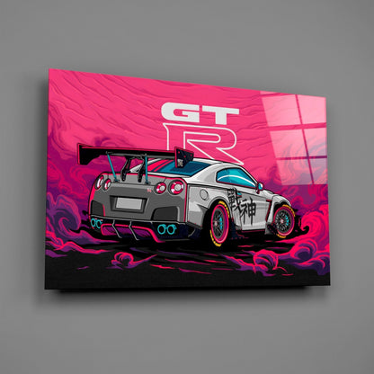 Pink Storm Sports Car Glass Wall Art || Designer Collection