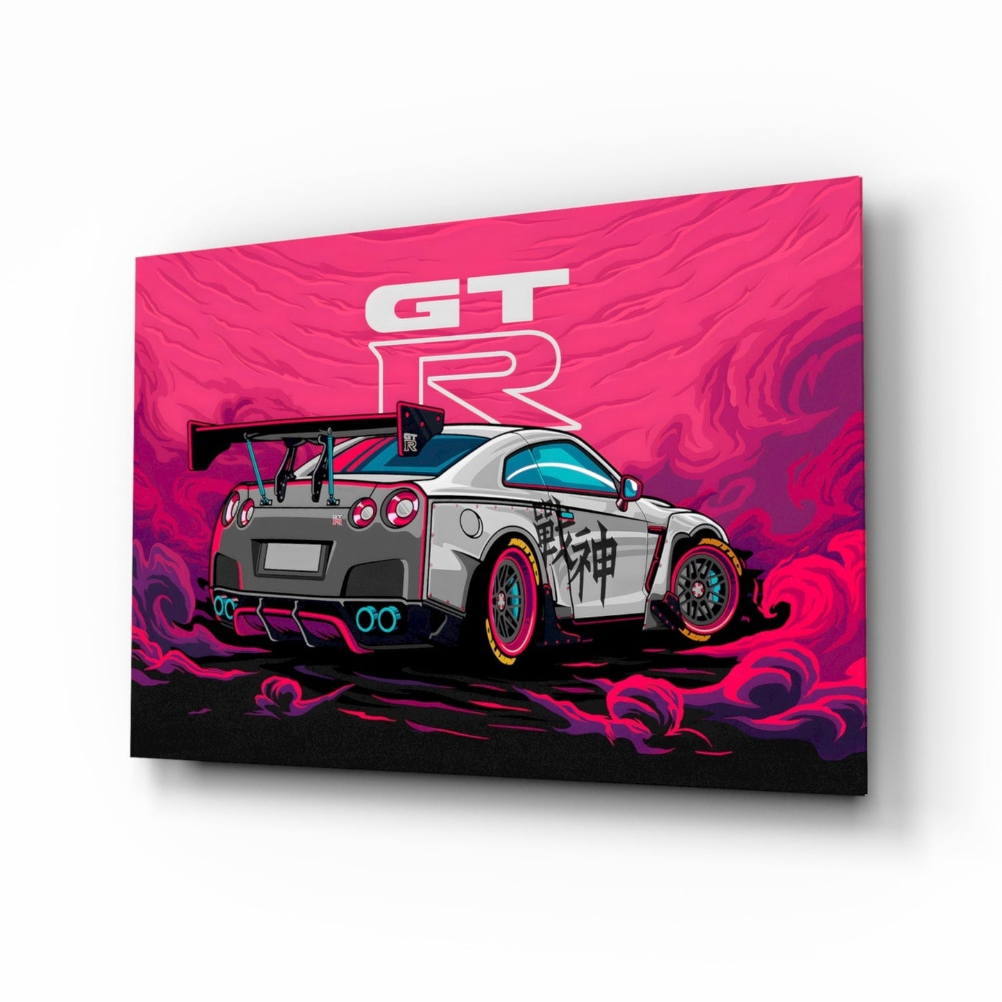 Pink Storm Sports Car Glass Wall Art || Designer Collection