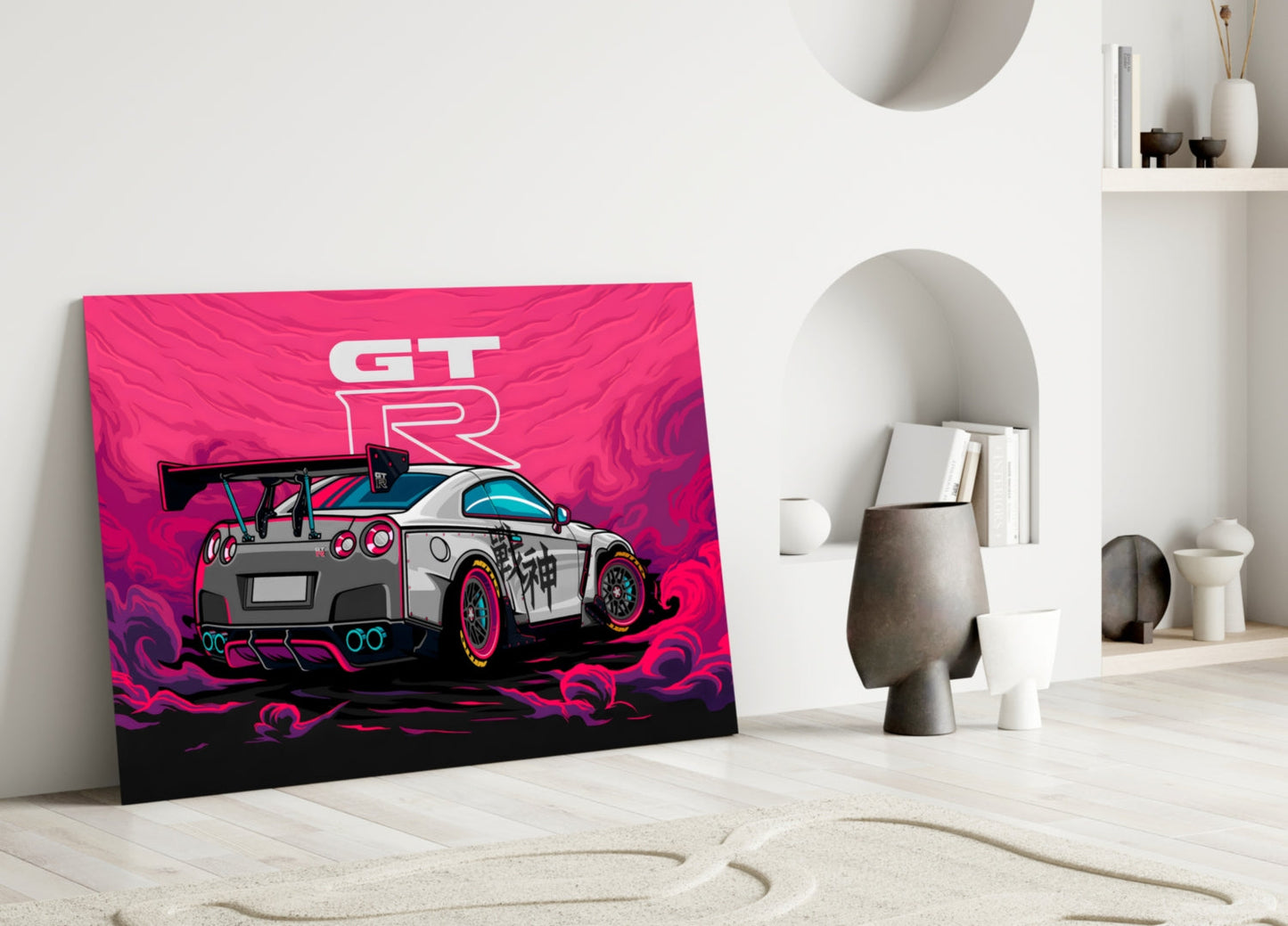 Pink Storm Sports Car Glass Wall Art || Designer Collection