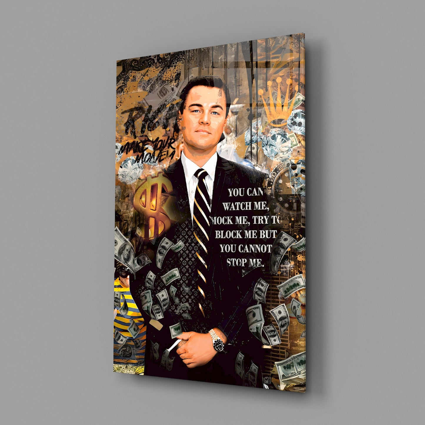 Wolf in a Suit Glass Wall Art || Designer Collection