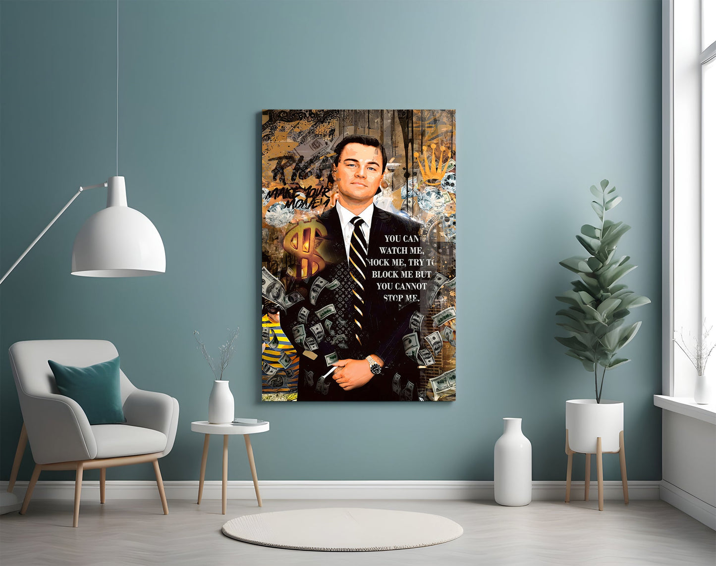 Wolf in a Suit Glass Wall Art || Designer Collection