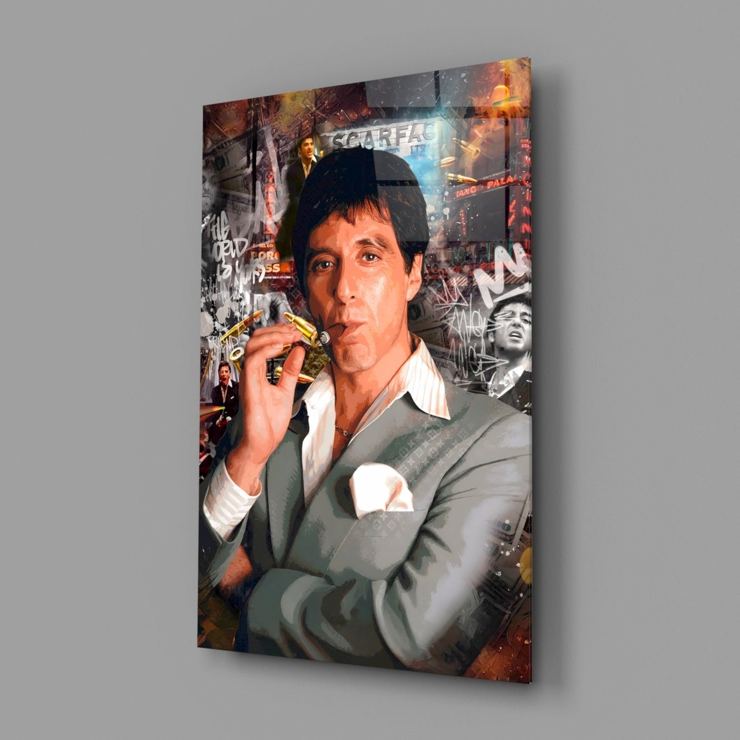 Miami Crime Boss Glass Wall Art || Designer Collection