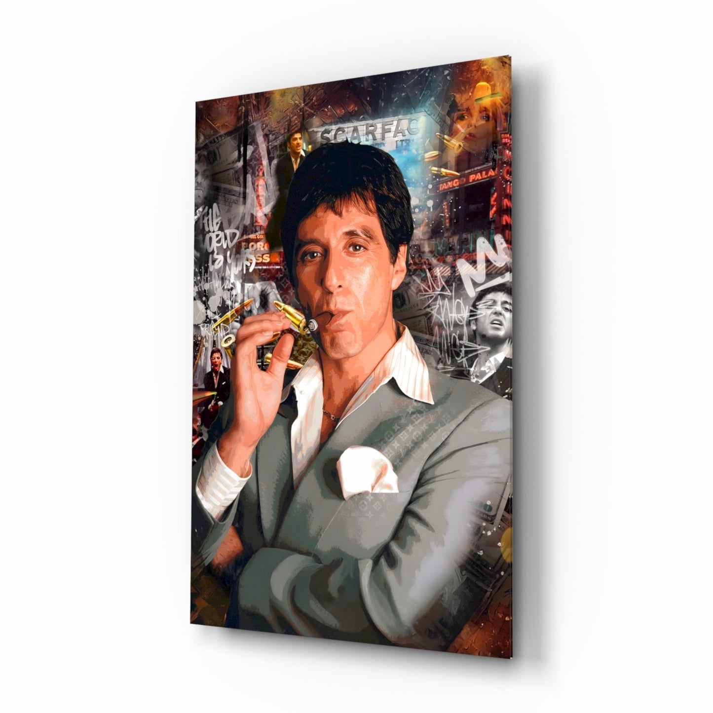 Miami Crime Boss Glass Wall Art || Designer Collection