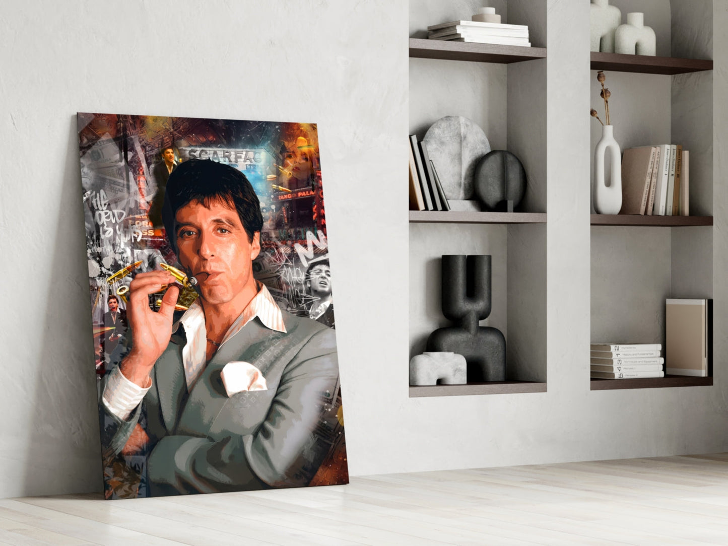 Miami Crime Boss Glass Wall Art || Designer Collection