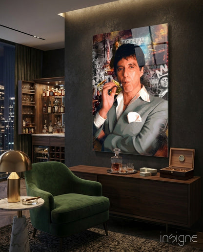 Miami Crime Boss Glass Wall Art || Designer Collection