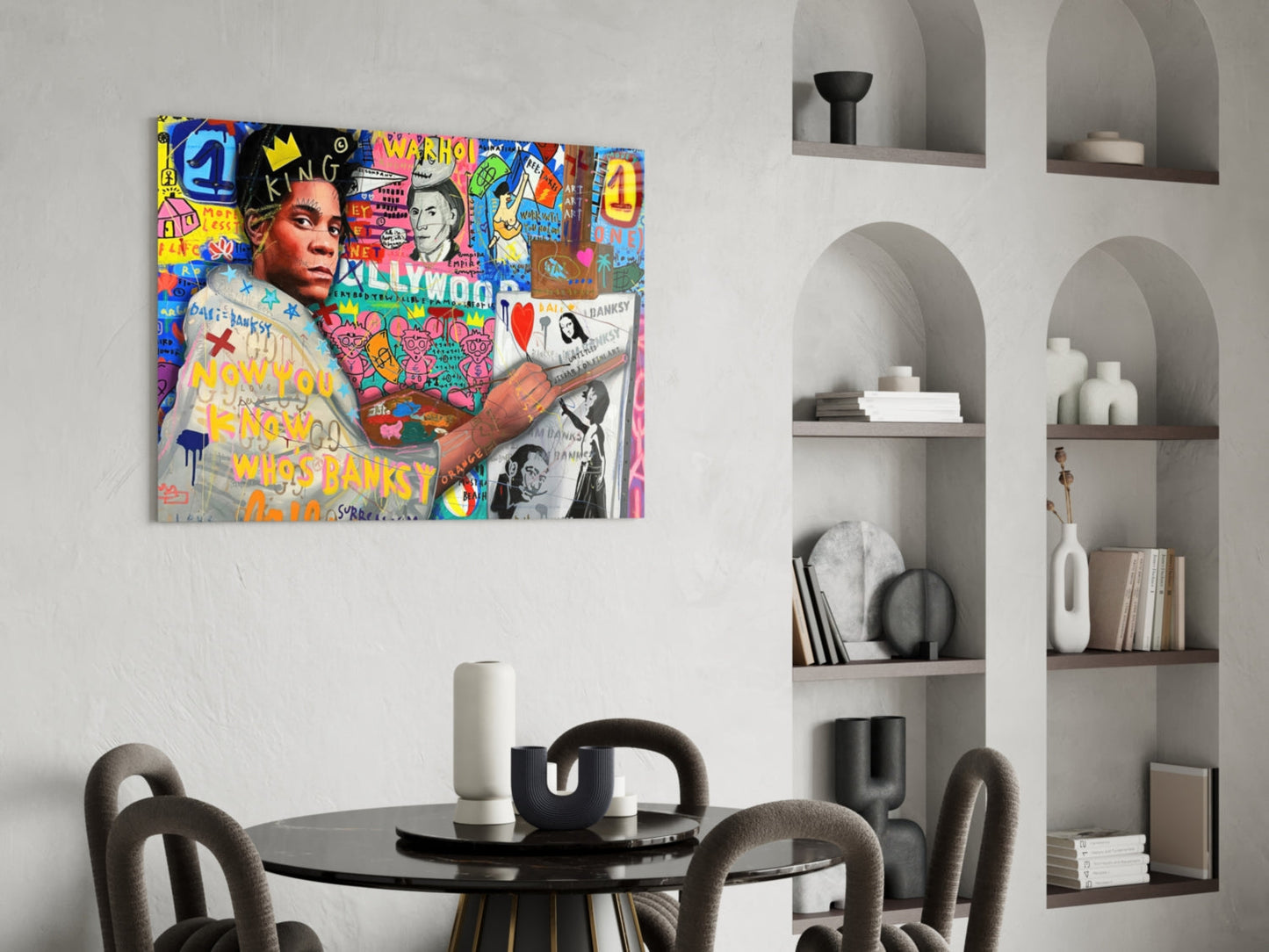Stencil Crown Graffiti Glass Wall Art || Designer Collection